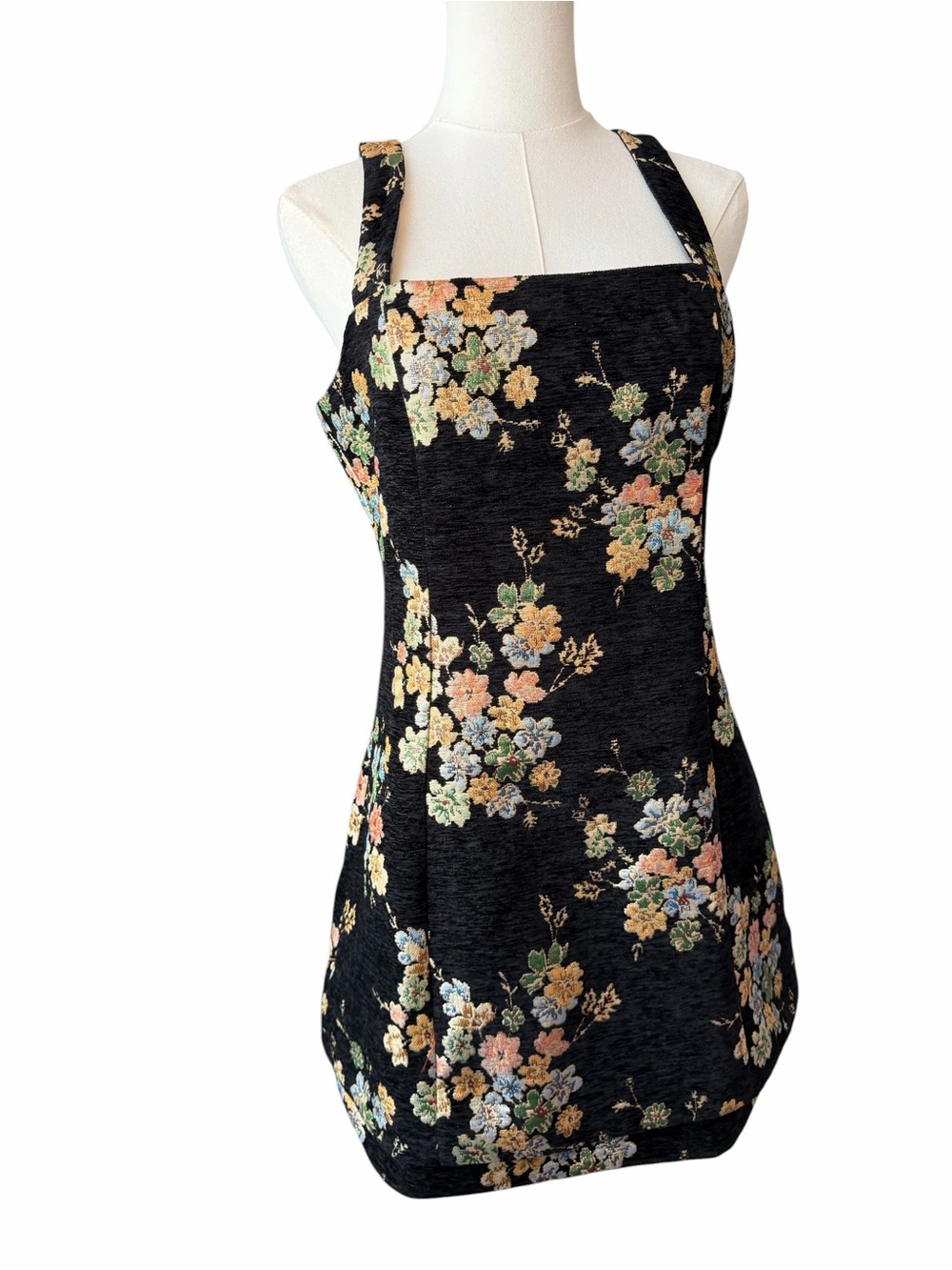 H Hyacinth House Black Floral Velvet Rhiannon Mini Dress